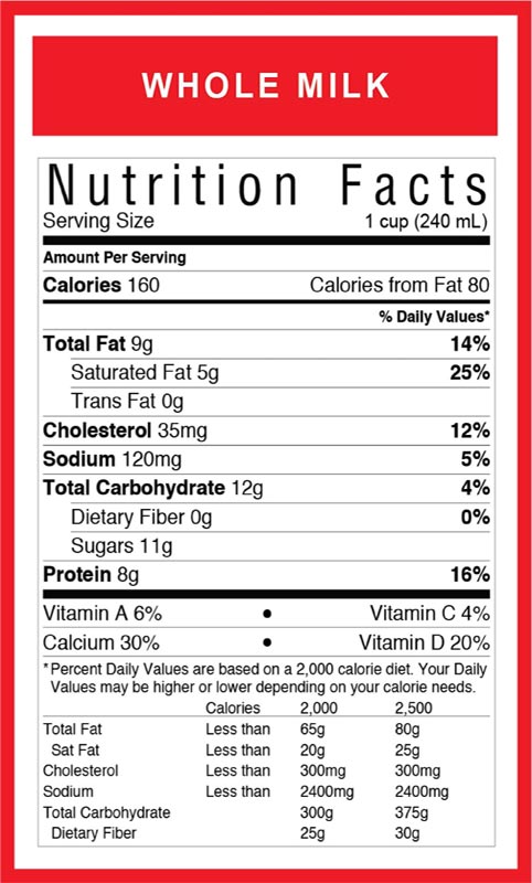 1 Cup Whole Milk Nutrition Facts - NutritionWalls